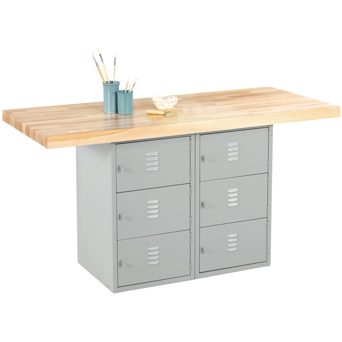 Steel Horizontal Locker Workbench Two Stations Six Lockers Schools In
